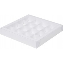 Коробка для конфет на 16шт белая с прозрачной крышкой